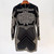 QueenLine Palace Style Rivet Beading Round Neck Long Sleeves Mini Dress