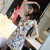 QueenLine Handmade Beaded Diamond O Neck Floral Print Evening Dress
