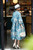 QueenLine Luxury Jacquard Buttons Lantern Sleeve Evening Dress