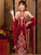 QueenLine Luxury Red Velvet Traditional Chinese Wedding Dress