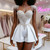 QueenLine Luxury Customized Beading Pearls Glitter Crystals Lace Mini Sexy Sweetheart Satin Evening Dress