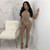 QueenLine  Sheer Mesh Perspective Skinny Jumpsuit Women Shiny Rhinestone Christmas Party Romper Autumn Long Sleeve Bodycon Catsuit