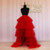 QueenLine Red High Low Tulle Skirts Real Image Custom Fashion Long Tiered Prom Skirt Women Zipper Waistline Female Maxi Tulle Skirt