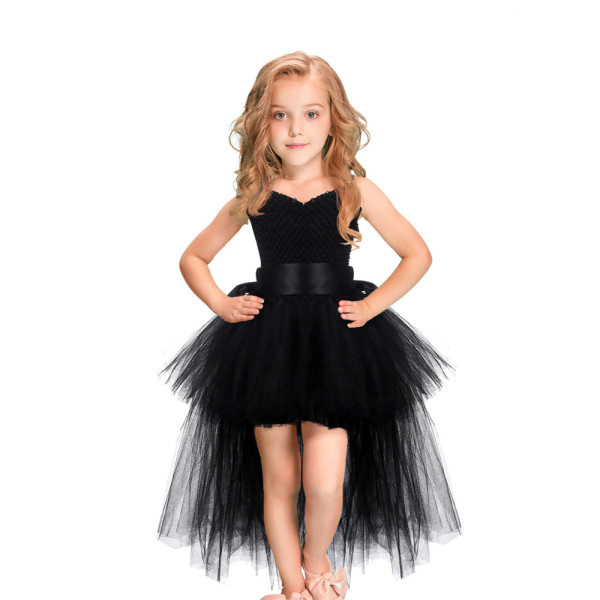 QueenLine Girls Tutu Dress Tulle V-neck Train Girl Evening Birthday Party Dresses Kids Girl Ball Gown Dress Halloween Costume 2-8Y