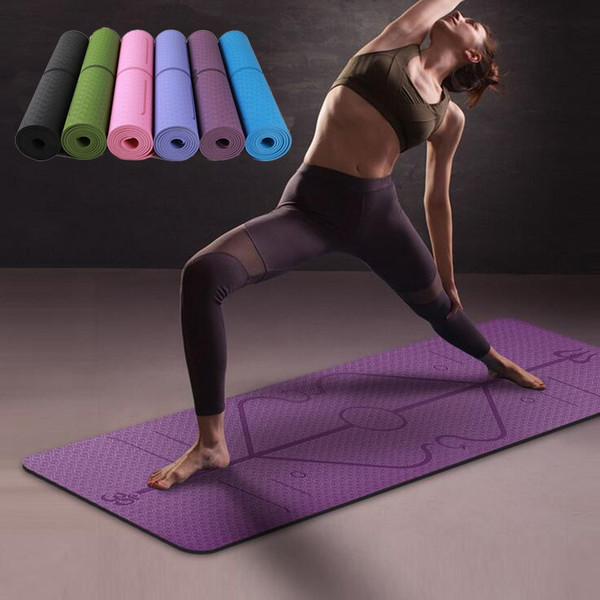 QueenLine 1830*610*6mm TPE Yoga Mat with Position Line Non Slip Carpet Mat For Beginner Environmental Fitness Gymnastics Mats