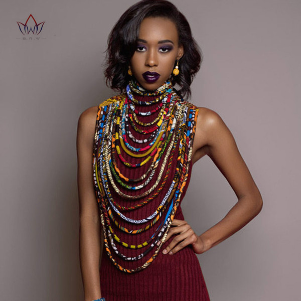 QueenLine 2020 Ankara Beautiful Multi Strand Necklace African Bold Colorful Long Exotic Jewelry Anfrica Handmade Necklaces WYB181