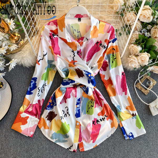QueenLine Spring Fashion Blouse Women Turn Down Collar Shirt Elegant Womens Tops And Blouses Long Tunic Desigual Ladies Tops Blusas