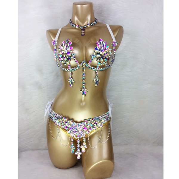 QueenLine Samba Carnival Wire Bra & Panty & belt Set Hand Made 4 Piece Belly dancing WIRE BRA