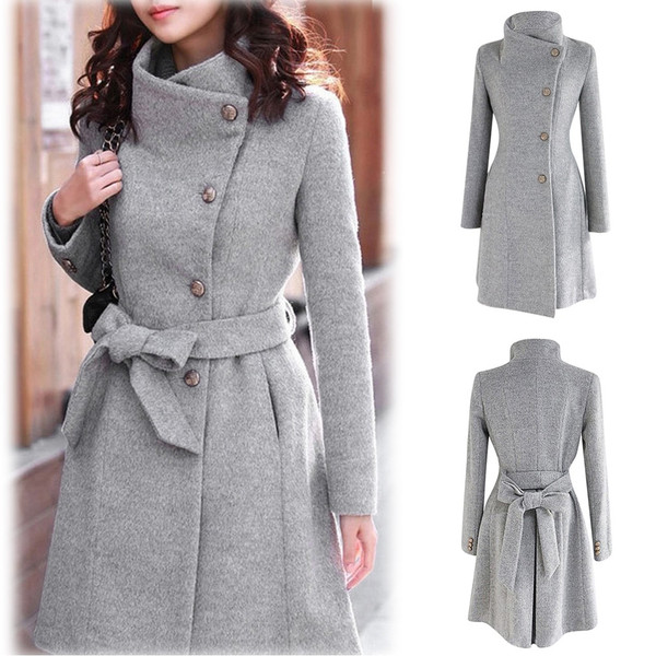 QueenLine Plus Size Winter Coat Women Solid Long Coat Long Sleeve Outwear Casual Autumn Winter Elegant Overcoat Manteau Femme