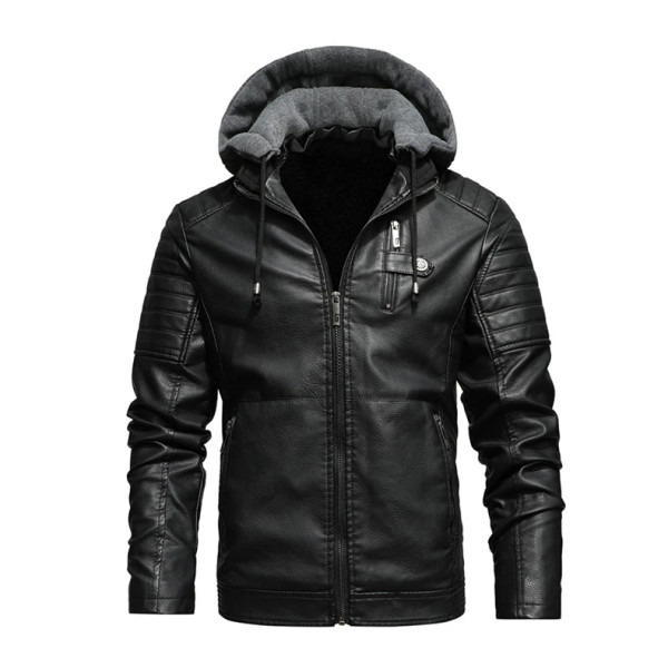 QueenLine Men Winter New Leather Jackets Coat Motorcylce Casual Fleece Thicken Motorcycle PU Jacket Biker Warm Leather Men Brand Clothing