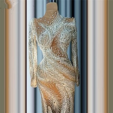 QueenLine  Dubai High Neck Long Party Dress New Custom Mermaid Full Sleeves Aibye Evening Gonws Arabic Prom Dresses Robe De Soiree