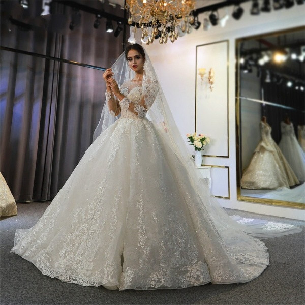 QueenLine Robe Mariage Femme Full Lace Wedding Dress Wedding Gowns For Bride