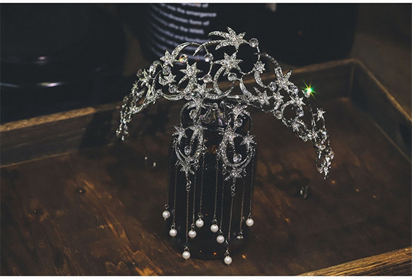 QueenLine Bridal Jewelry Sets Crown Tiara Stud Earrings 2pcs Wedding Hair Accessories for Women Cubic Zircon Luxury Party Fine Gifts|Jewelry Sets