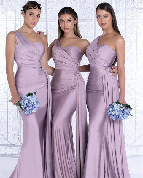 QueenLine Bridesmaid Dresses Sexy One Shoulder Spandex Satin Mermaid Bridesmaid Dresses Zipper/Lace Up Back Wedding Party Bridesmaid Gowns