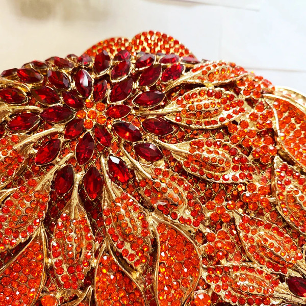 QueenLine Luxury White Diamond Clutch Gold Metal Crystal Rhinestone Evening Purses And Handbags