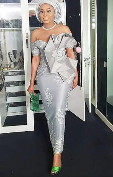 QueenLine Mermaid Aso Ebi Short Sleeve Prom Dresses Appliques Lace Off The Shoulder Silver Evening Gowns Dubai Women Party Dress