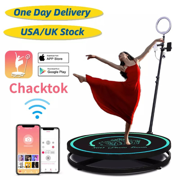 QueenLine 360 Photo Booth Automatic Rotating Selfie Props Wedding Photobooth Intelligent Operation 60cm Motion Machine Video Camera