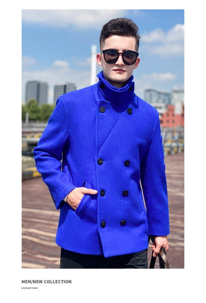 QueenLine Short wool double breasted neck protection Thickened liner for warmth British trend coat