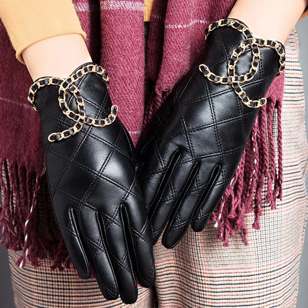 QueenLine Genuine Sheepskin Leather, Touchscreen Gloves