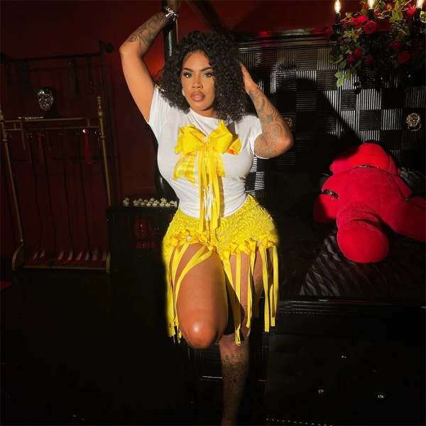 QueenLine 10pcs Bulk Items Wholesale Lots Bow Tie Print Lace Suit Sexy Short 2 Piece Sets