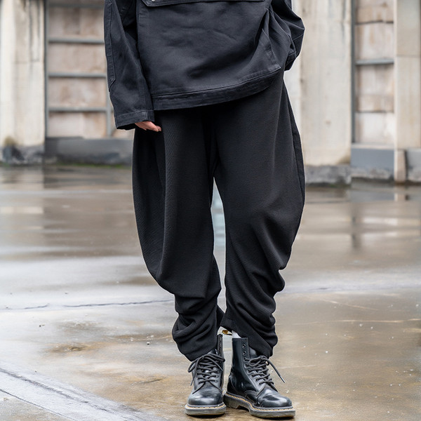 QueenLine Loose Straight Velvet Scimitar Harajuku Fashion Casual Streetwear Men Pants