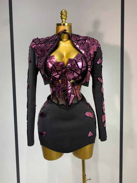 QueenLine Luxury Celebrity Long Sleeve Birthday Evening Costume Performance Dress