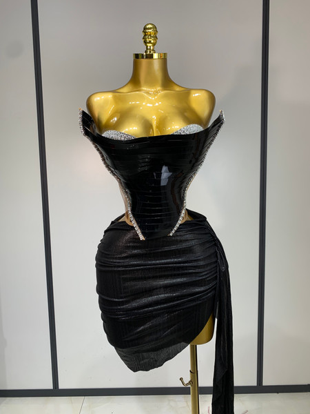 QueenLine Celebrity Elegant Celebrate Birthday Sparkly Sexy Top Two Pieces Short Skirt Set