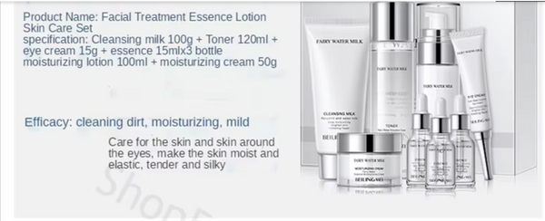 QueenLine 8PCS Collagen Facial Cleanser Eye Creams Face Cream Serum Lotion Toner Brightening Moisturizing Skin Care Sets