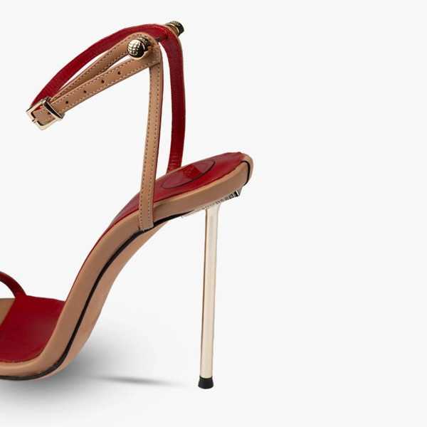 QueenLine Luxury Metal Stiletto Belt buckle word-cingulate Pointed Open toe heel