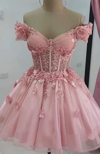 QueenLine Customized Luxury Off the Shoulder Sparkly Tulle Short Homecoming Dress