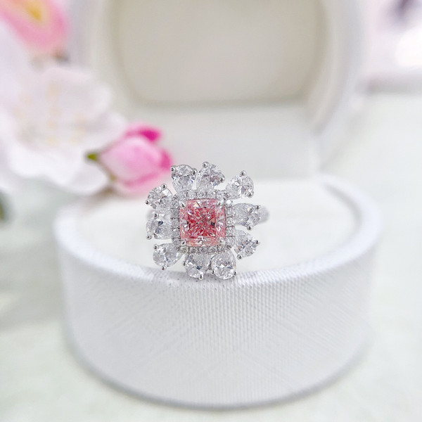 QueenLine Solid G18K White Gold 1.03ct Lab Grown Pink Diamonds Rings