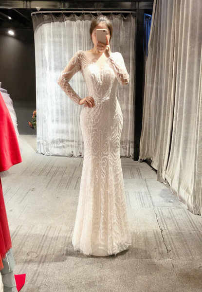 QueenLine Luxury Mermaid Beading Floor Length Wedding Dress