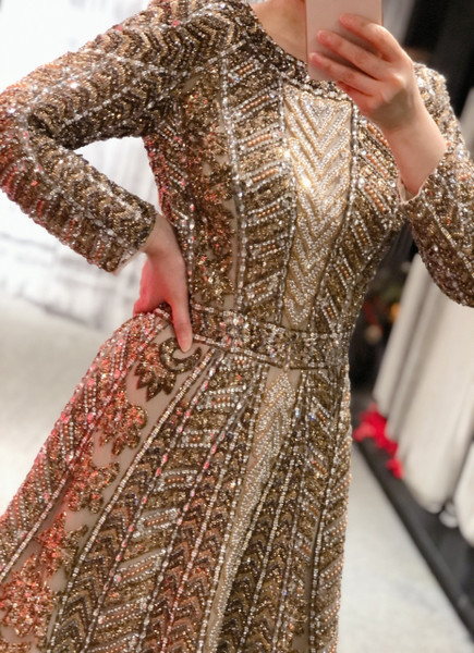 QueenLine Luxury Customized Hand Sewing Beads and Crystals Dress