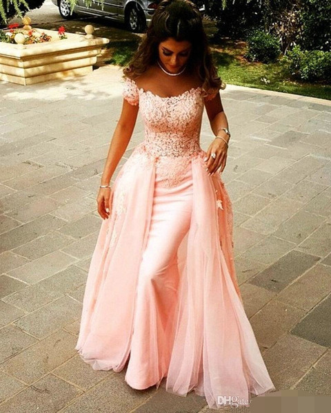 QueenLine robe de soiree Elegant Evening Dresses Lace Off the Shoulder Zipper Back Prom Gown Tulle Over skirts African evening Dress