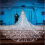 QueenLine Gorgeous 5M Long Cathedral Wedding Veils With 3D Lace Appliques Soft Tulle One Layer Bridal Veil