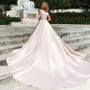 QueenLine Modest A-Line Satin Wedding Dress 2022 Elegant For Women Long Train Bridal Gown Crystal Beading Belt Women Vestido De Novia
