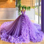 QueenLine Dubai Ruffles Women Tulle Formal Party Gowns V Neck Long Evening Dresses Puffy Ball Gown Vestidos De Festa Celebrity Arabic