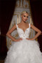 QueenLine Retro Pearls Bridal Gowns Crystals Wedding Dress Custom Made Sleeveless Tiered Ruffles Vestido de novia