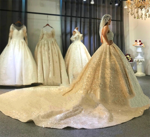 QueenLine Design Real Work Photos Wedding Dress Stunning Full Beading ...