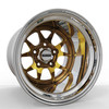Eliminator Series | MACH 10 ES | Non-Beadlock Eliminator Series - Modular Drag Racing Wheels 3030 Autosport. Brushed Gold Transparent / Polished