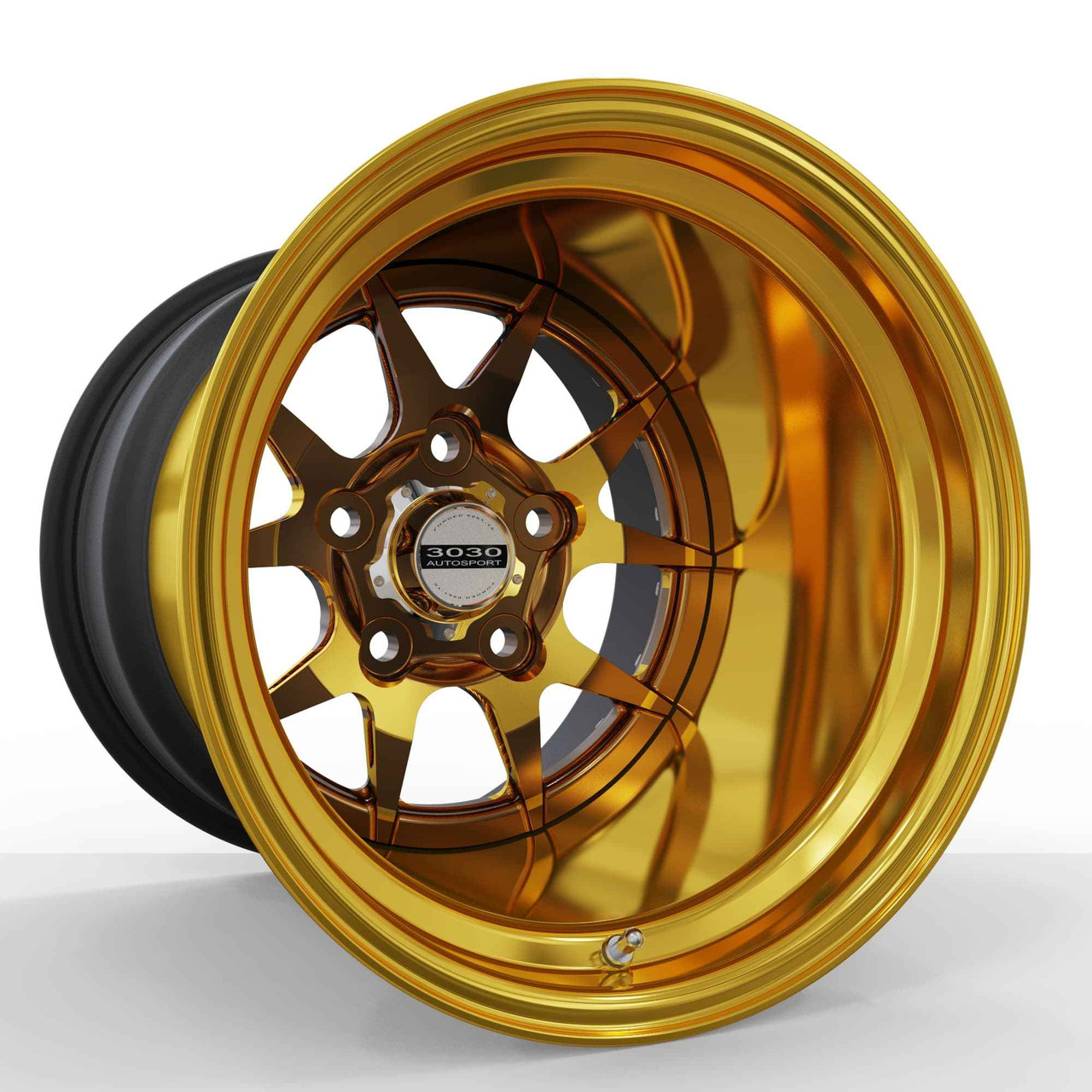 Eliminator Series | MACH 10 ES | Non-Beadlock Eliminator Series - Modular Drag Racing Wheels 3030 Autosport.  Brushed Gold Traansparent