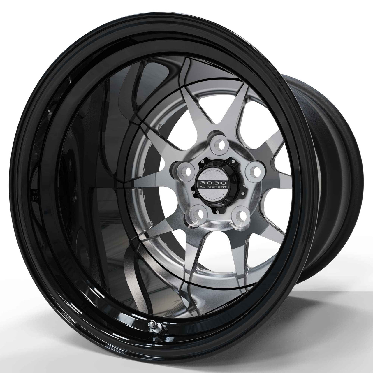 Eliminator Series | MACH 10 ES | Non-Beadlock Eliminator Series - Modular Drag Racing Wheels 3030 Autosport. Tinted Clear / Black Gloss