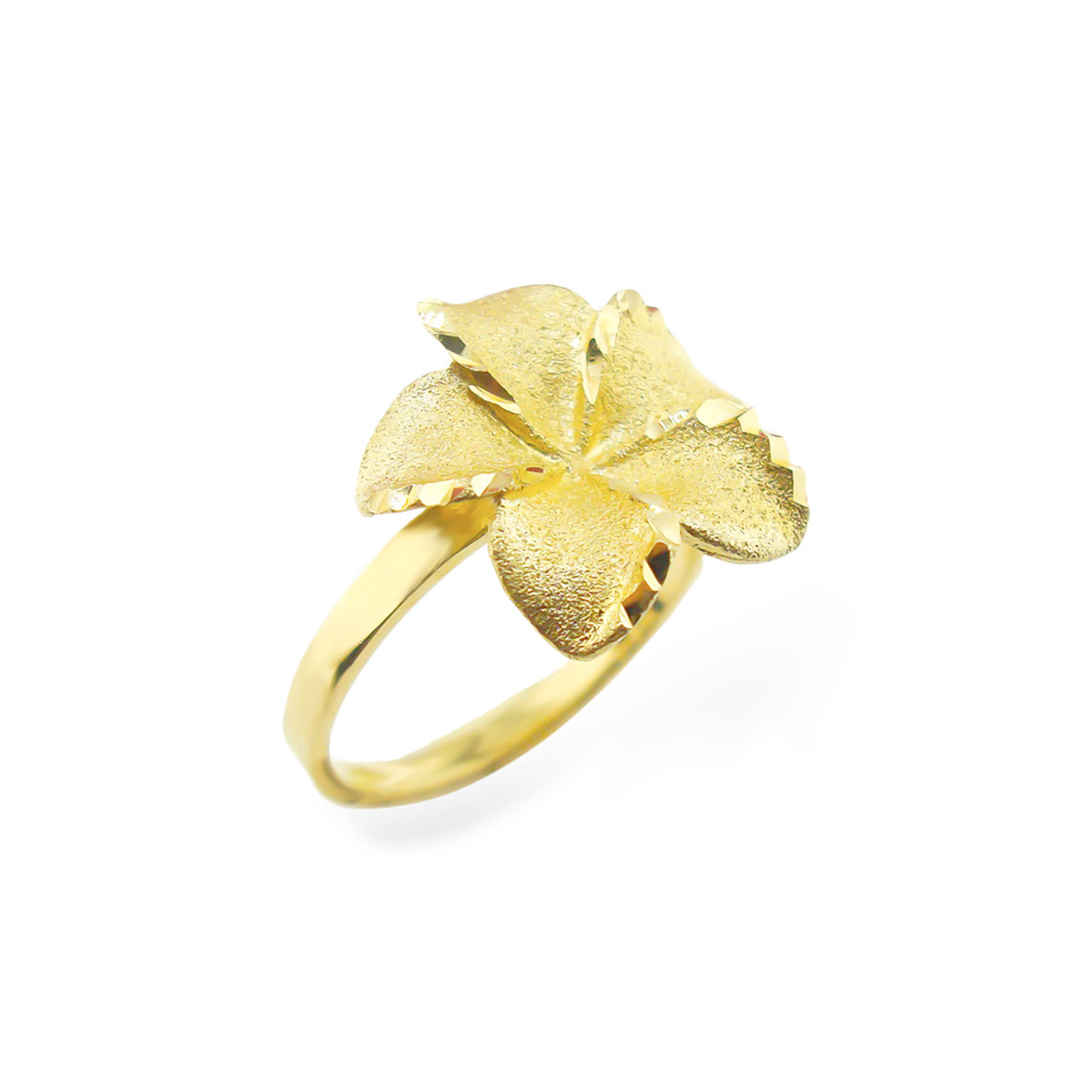 14K Plumeria Ring - Open Double Flower| Royal Hawaiian Heritage Jewelry