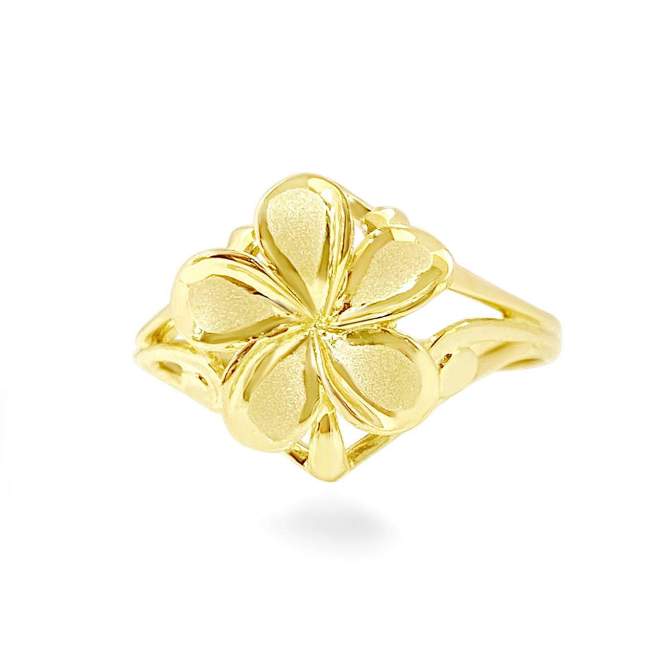 14K 18mm Wild Plumeria Ring | Royal Hawaiian Heritage Jewelry