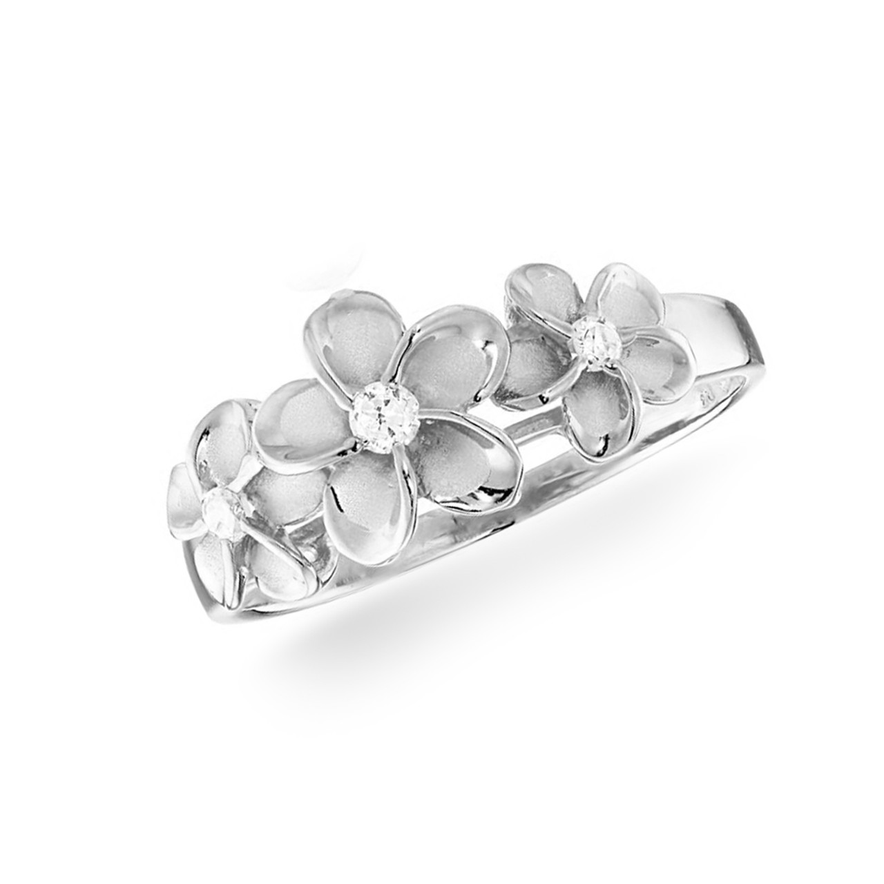 Sterling Silver Plumeria Ring - 3 Flower | Royal Hawaiian Heritage