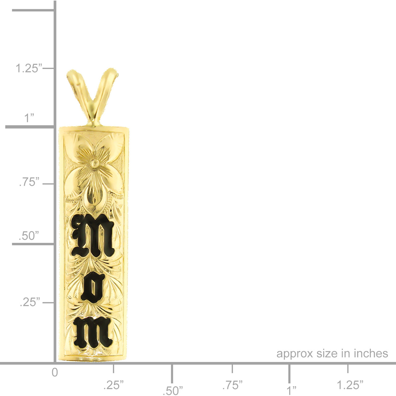 14K Hawaiian Mom Vertical Pendant - 8mm | Royal Hawaiian Heritage