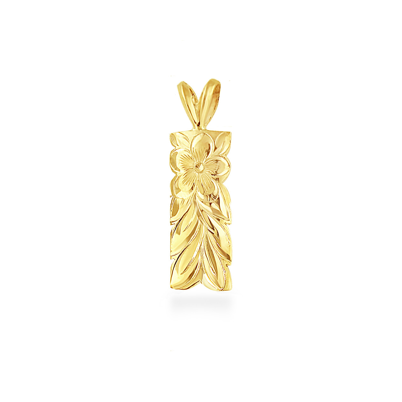 アクセサリー HawaiianJewelry 14k 14K Hawaiian Vertical 8mm Pendant - Pua Li'i Maile | Royal