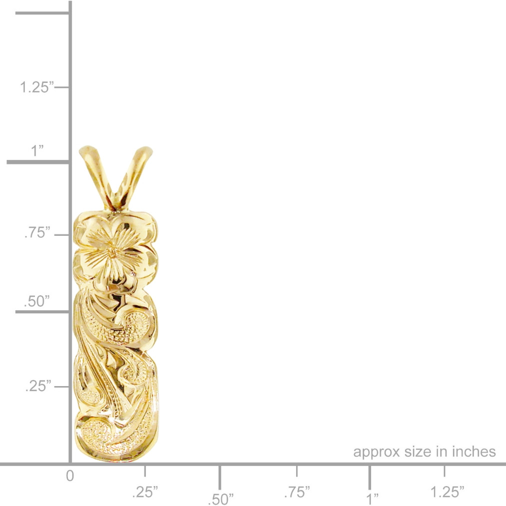 14K Hawaiian Vertical 8mm Pendant - Pua Li'i Queen | Royal