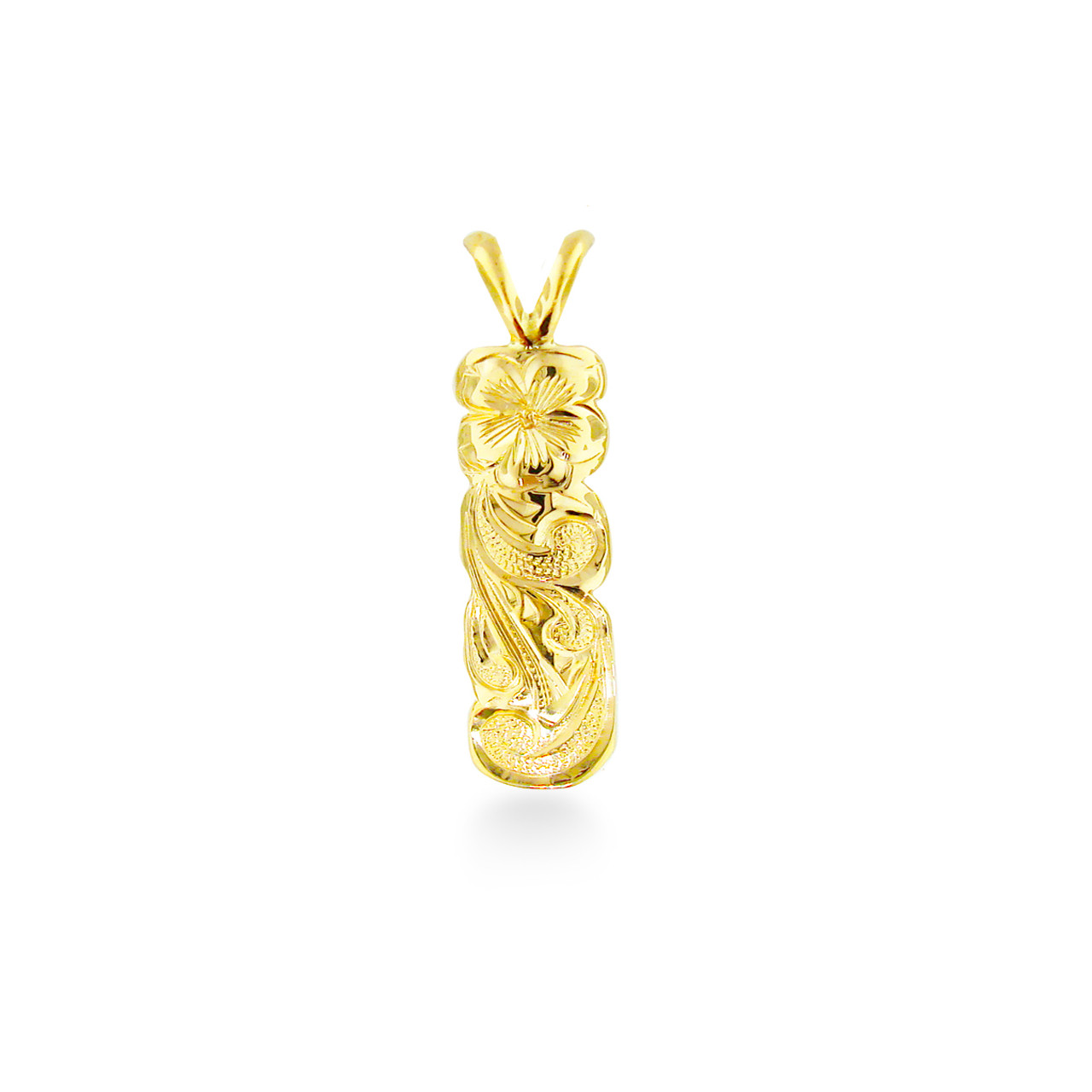 14K Hawaiian Vertical 8mm Pendant - Pua Li'i Queen | Royal