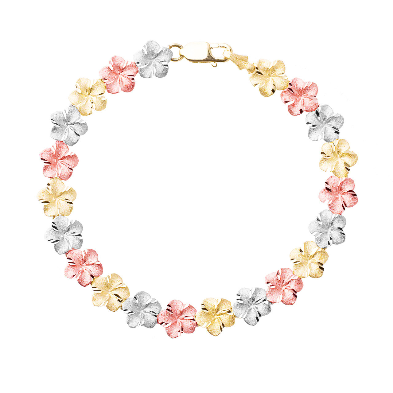 14K Plumeria Bracelet Icicle 8mm Royal Hawaiian Heritage Jewelry